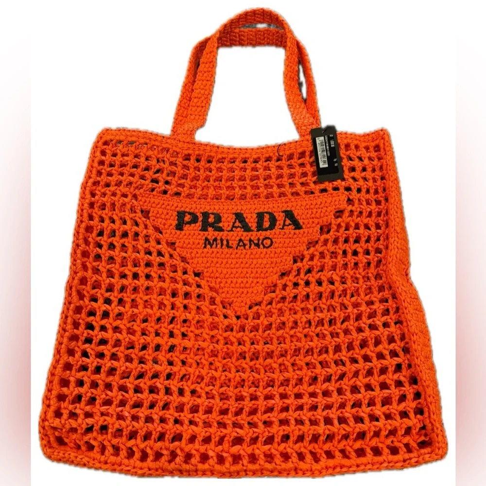 Prada Vibrant Orange Crochet Tote - Picture 4 of 4